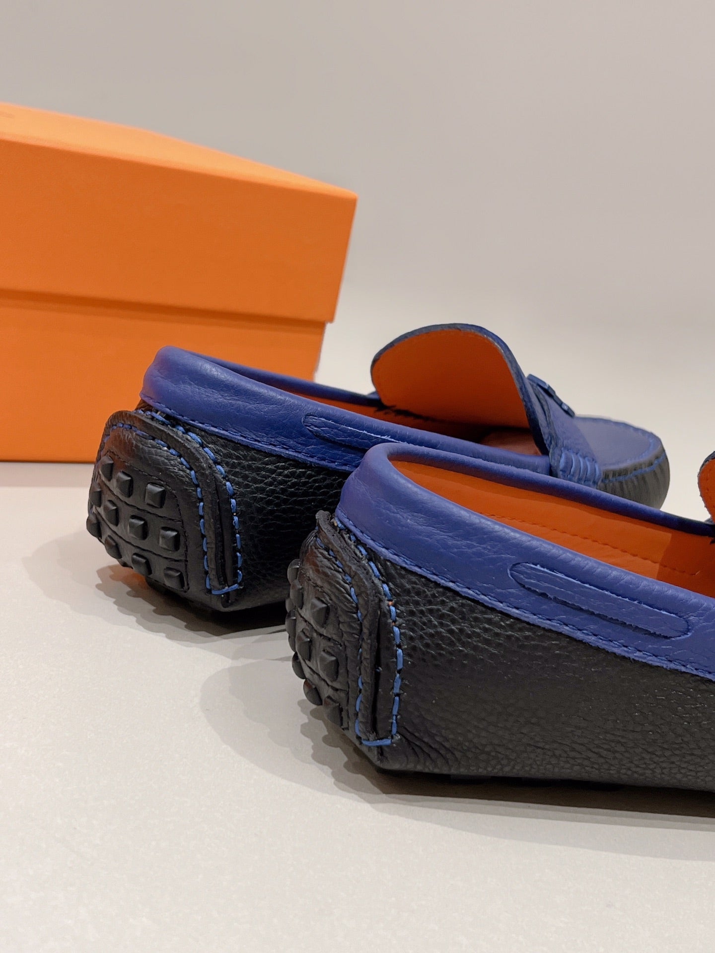 HM Men's Loafer Navy Blue Cowhide 557564