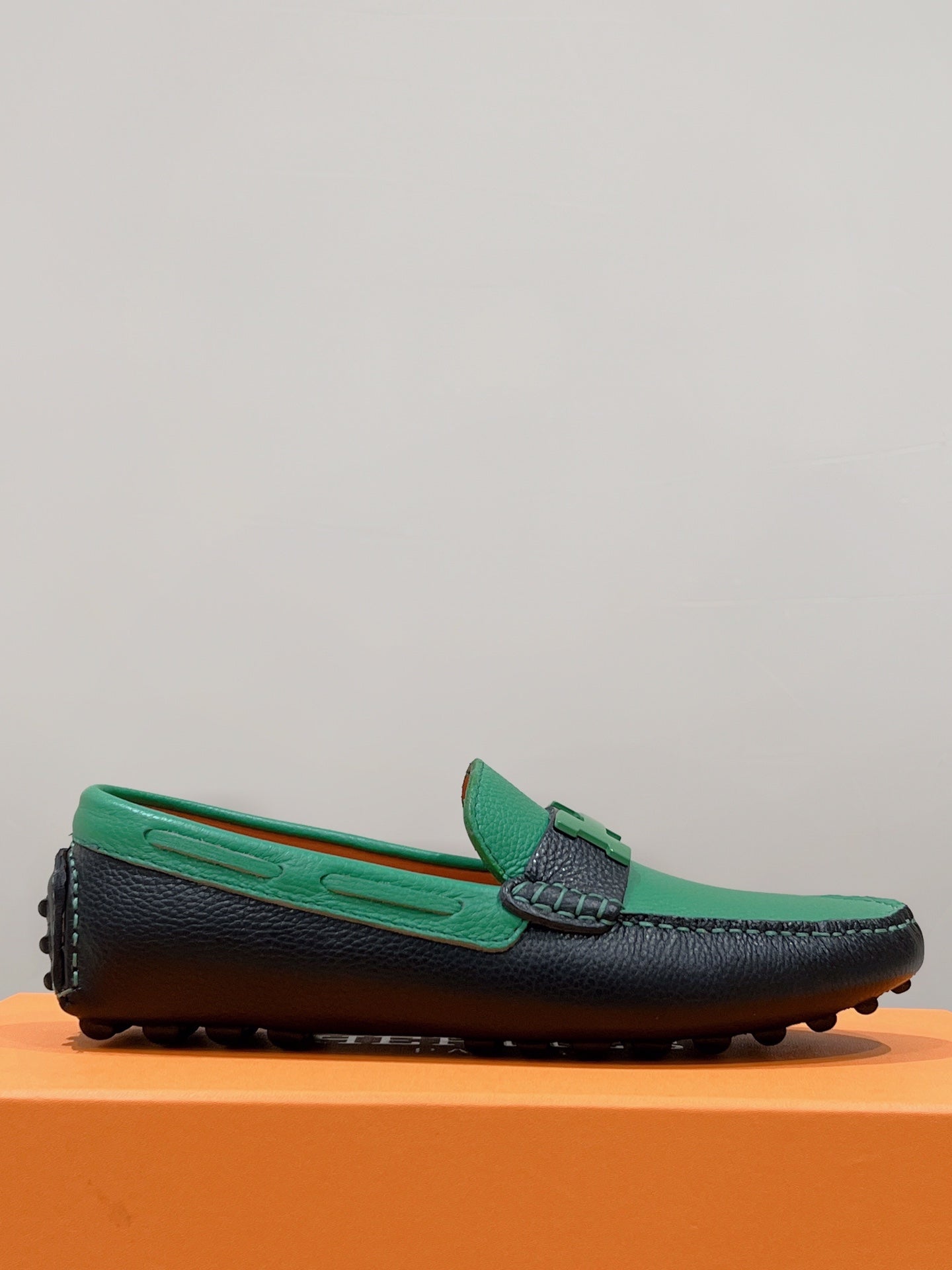 HM Men's Loafer Green Cowhide 557570