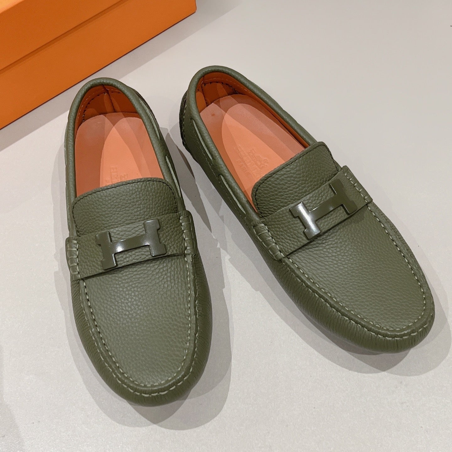 HM Men's Loafer Moss Green Cowhide 557571