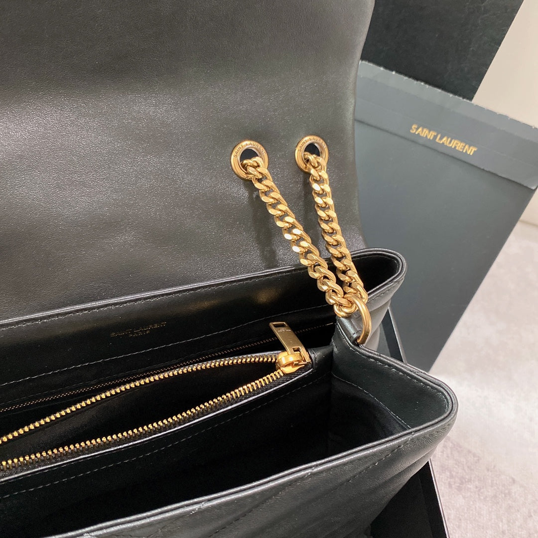 LOULOU MEDIUM 32 BLACK QUILTED LEATHER GOLD HARDWARE