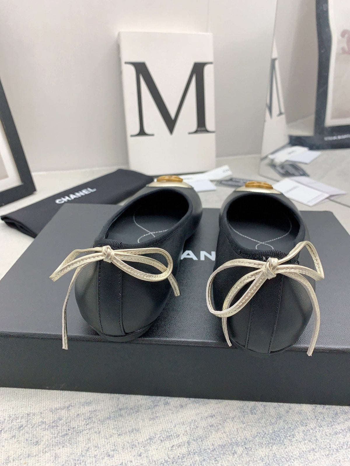 Chanel 2026 Small Bow Ballet Flat Black Lambskin 162260