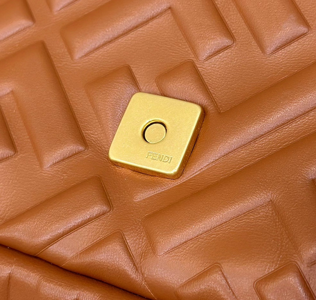 Baguette 27cm Brown Lambskin Gold Hardware