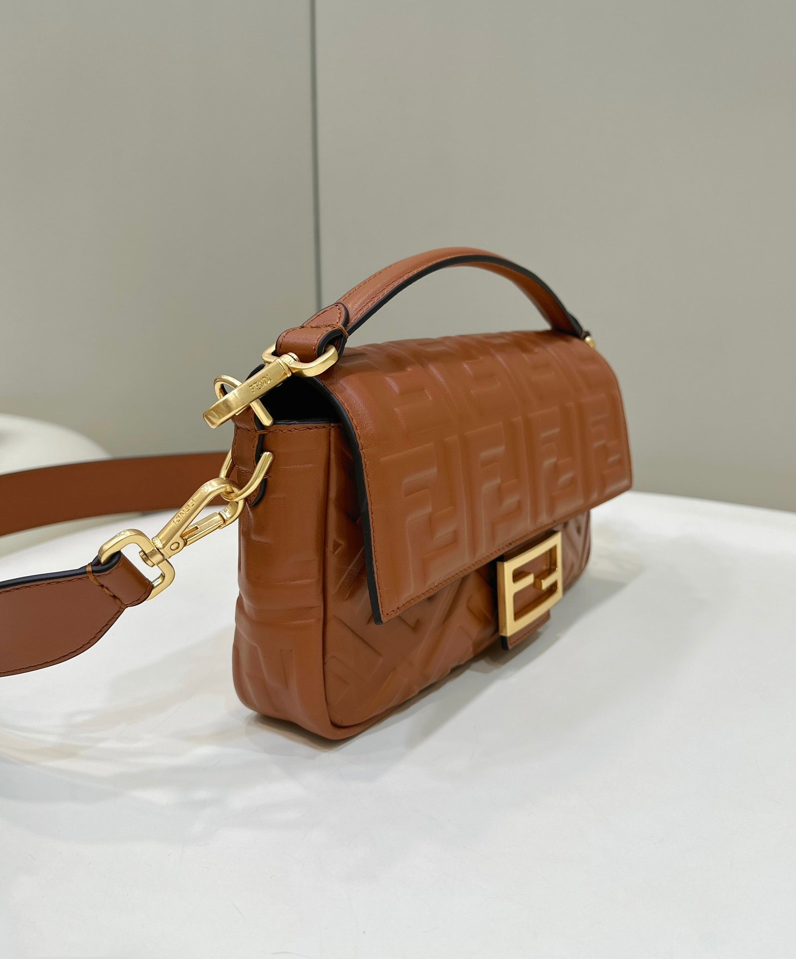Baguette 27cm Brown Lambskin Gold Hardware