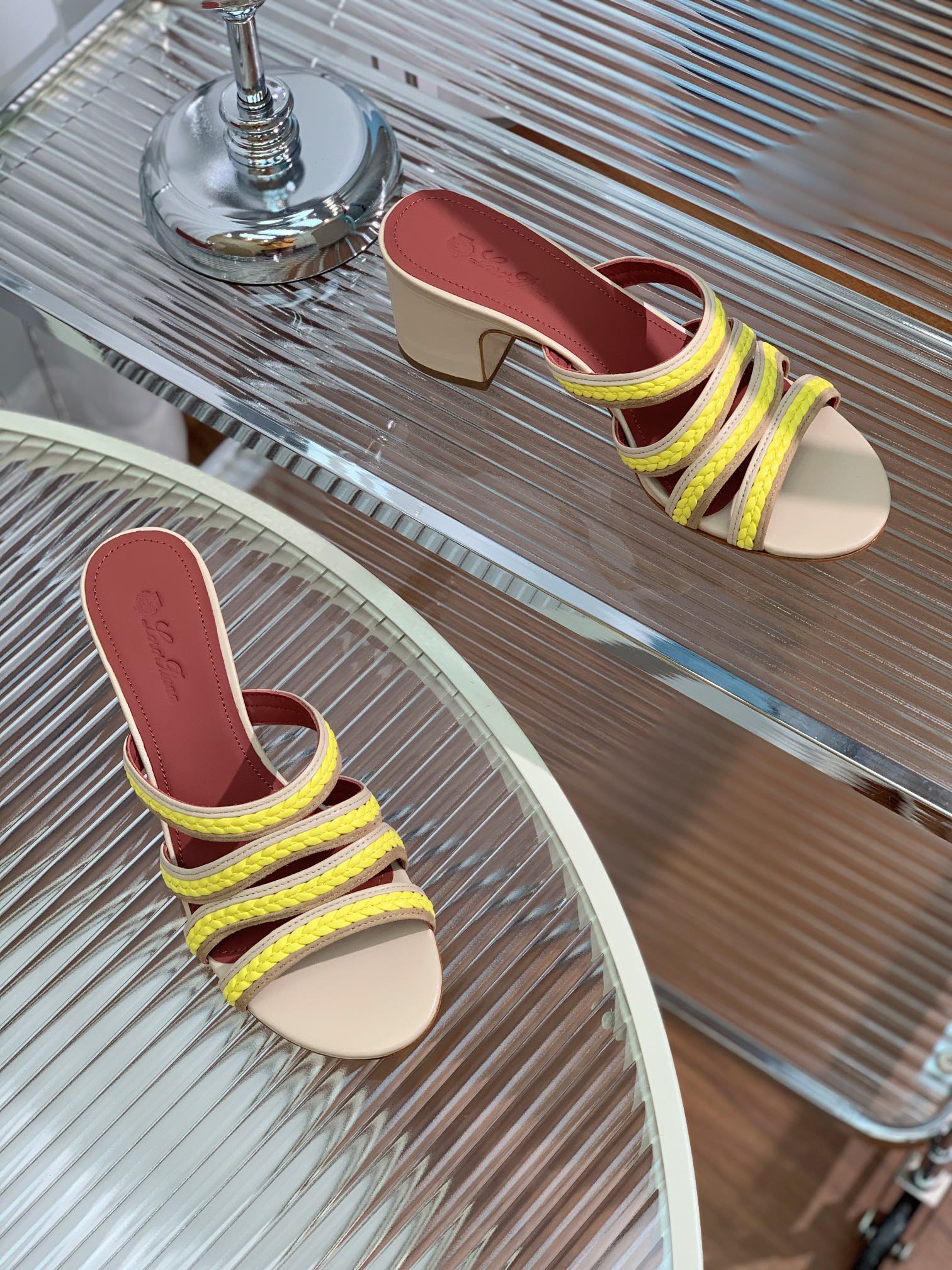 High Hee 60 Sprightly Charms Mule Sandal Beige Yellow Brown Calfskin