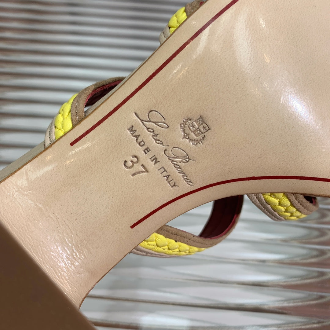 High Hee 60 Sprightly Charms Mule Sandal Beige Yellow Brown Calfskin