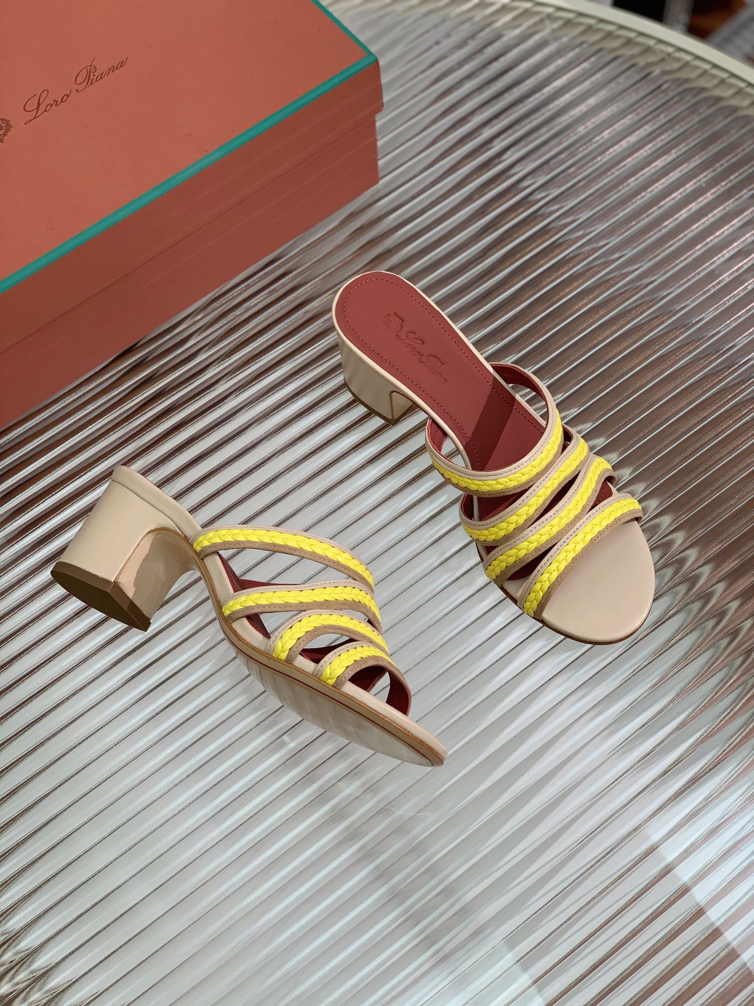 High Hee 60 Sprightly Charms Mule Sandal Beige Yellow Brown Calfskin