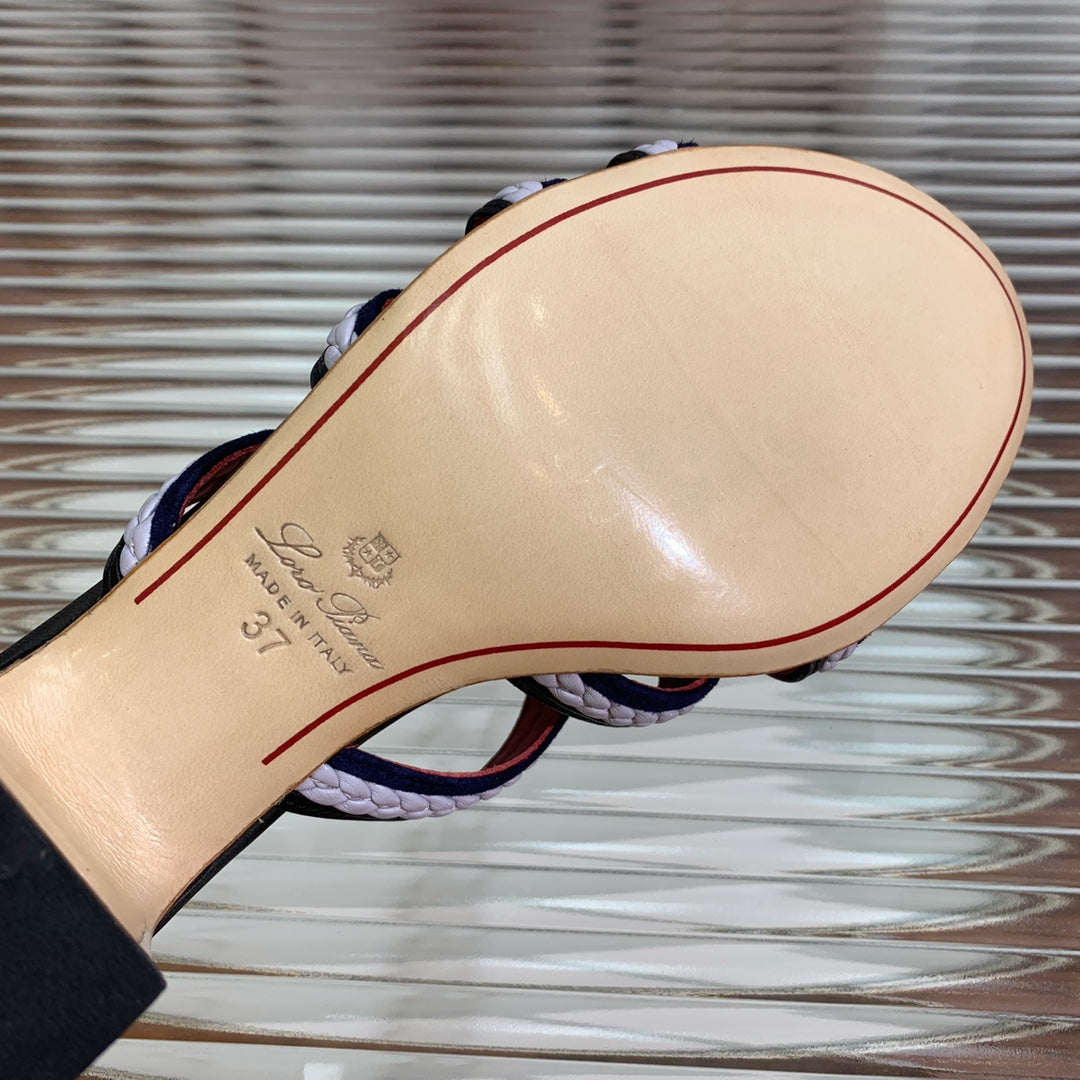 High Hee 60 Sprightly Charms Mule Sandal Black Purple Navy Calfskin