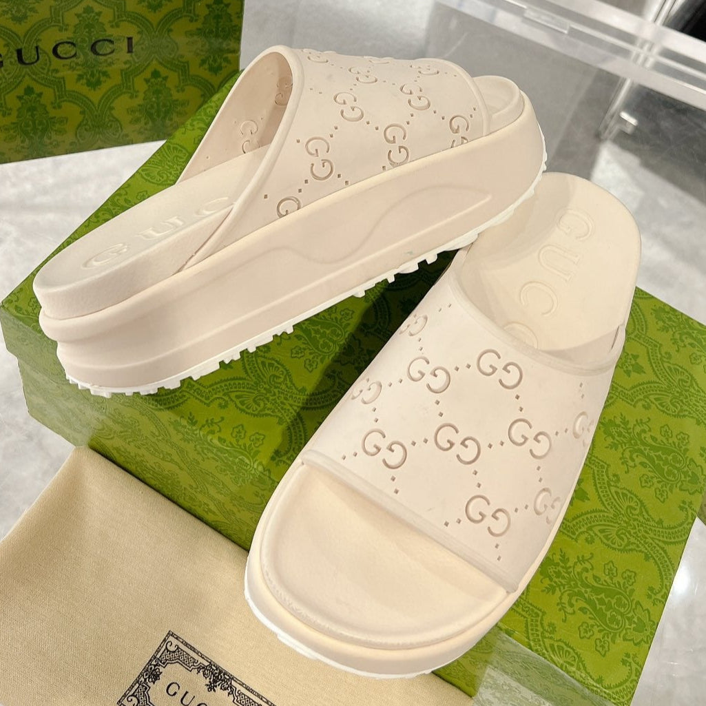 GC 25 50mm Monogram Slide Sandal Beige Cowhide 292393