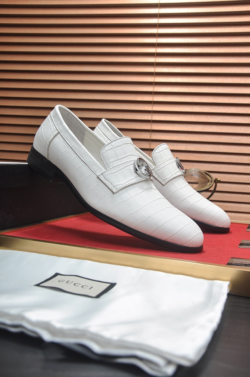 GG Men's Loafer White GG Silver Cowhide 552797