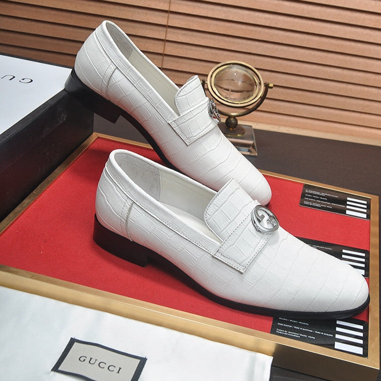 GG Men's Loafer White GG Silver Cowhide 552797