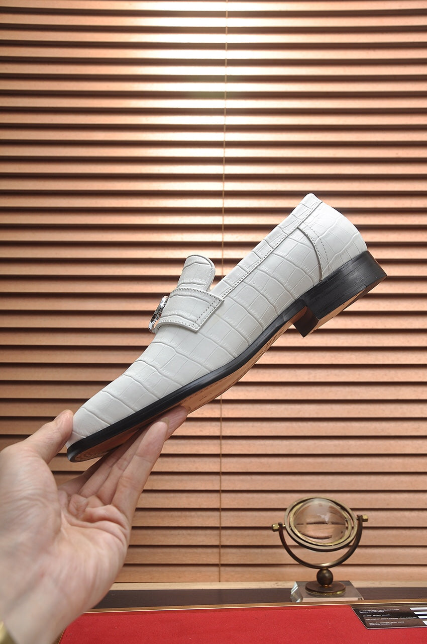 GG Men's Loafer White GG Silver Cowhide 552797