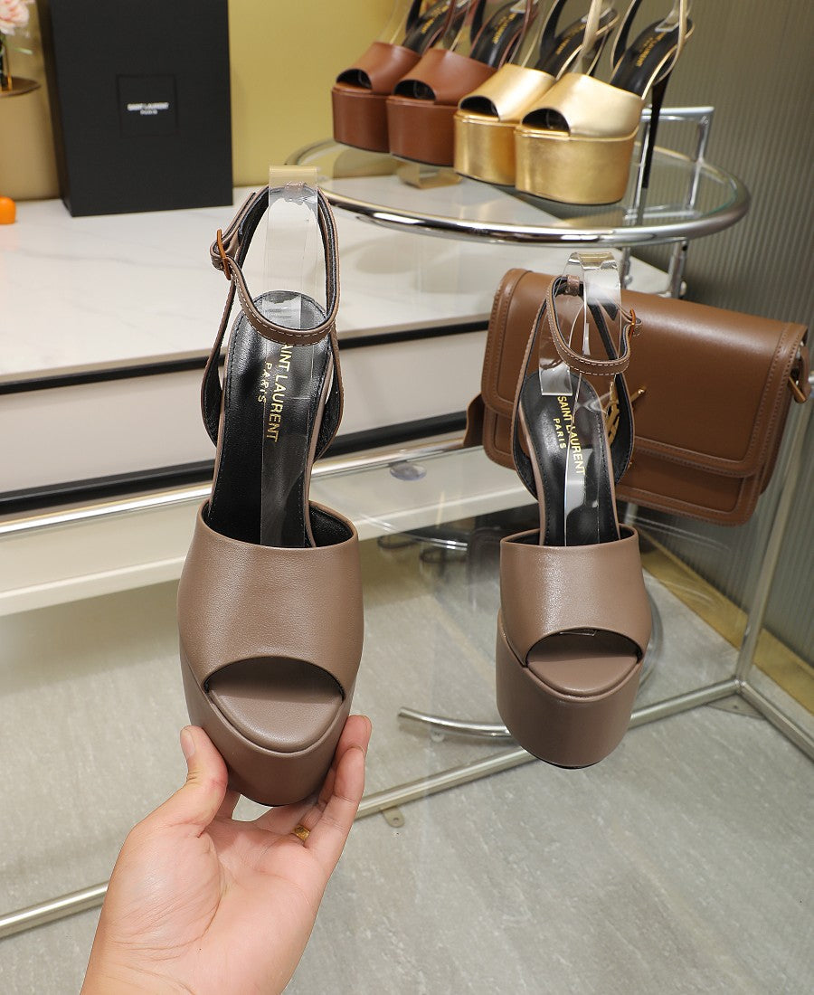 SL SUPER HIGH HEELS SANDAL ASH BROWN CALFSKIN