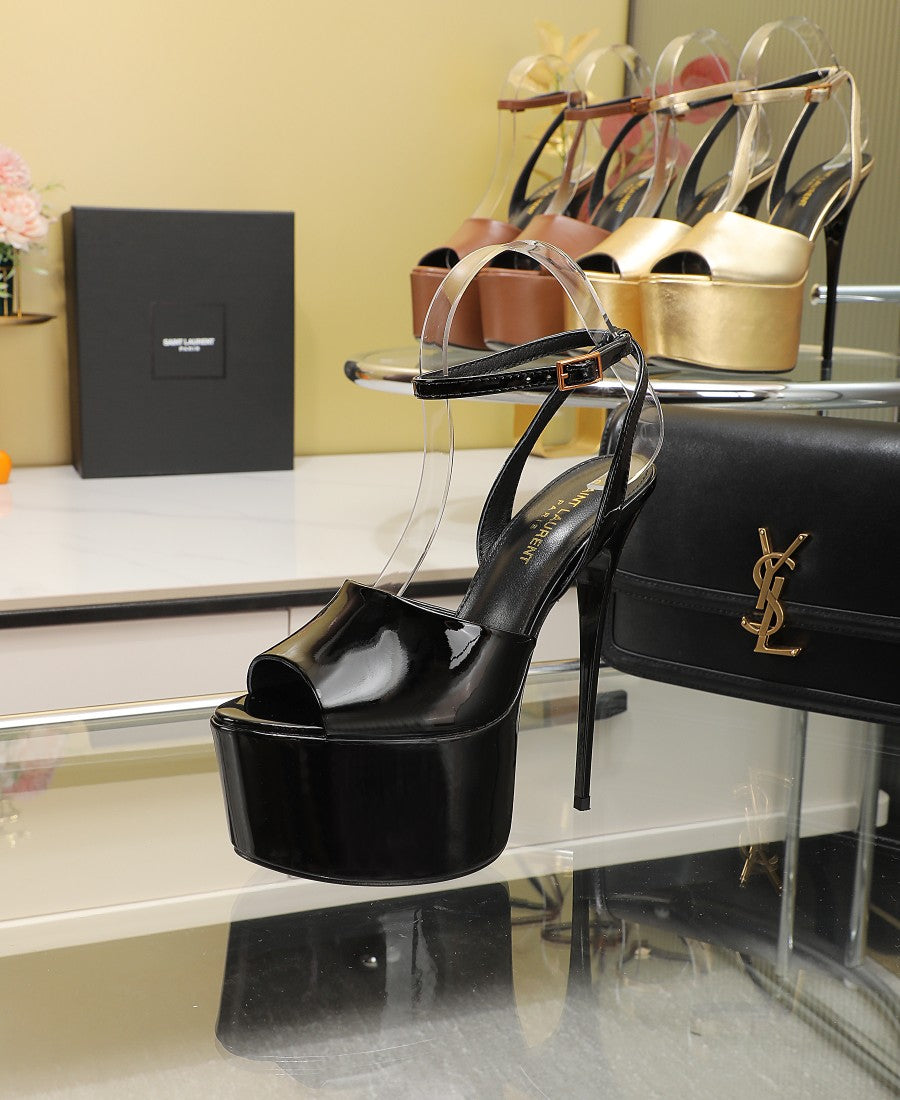 SL SUPER HIGH HEELS SANDAL GLOSSY BLACK CALFSKIN
