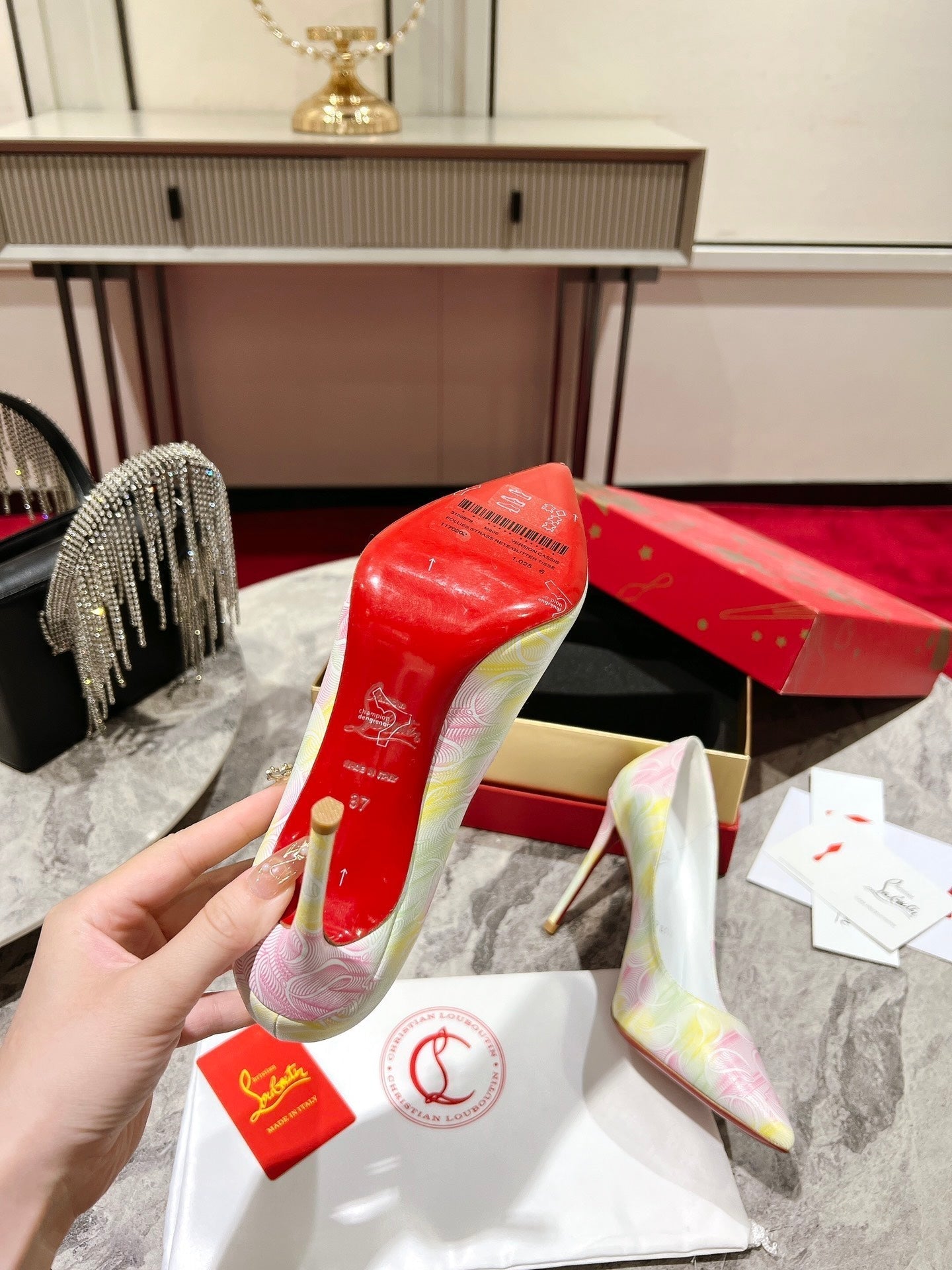 CL So Kate Pumps 120 mm Texture Leather Multicolor