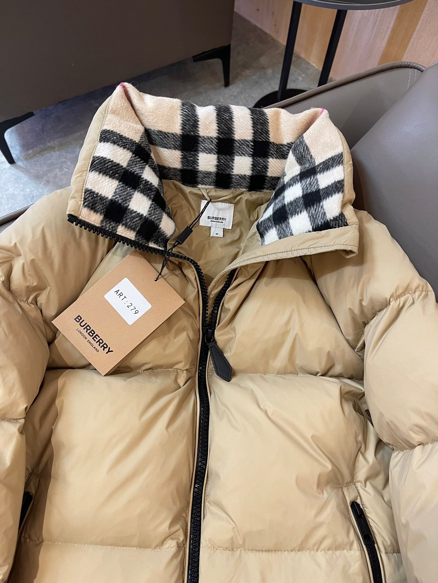 Burberry 25 Short Jacket Beige Down Nylon