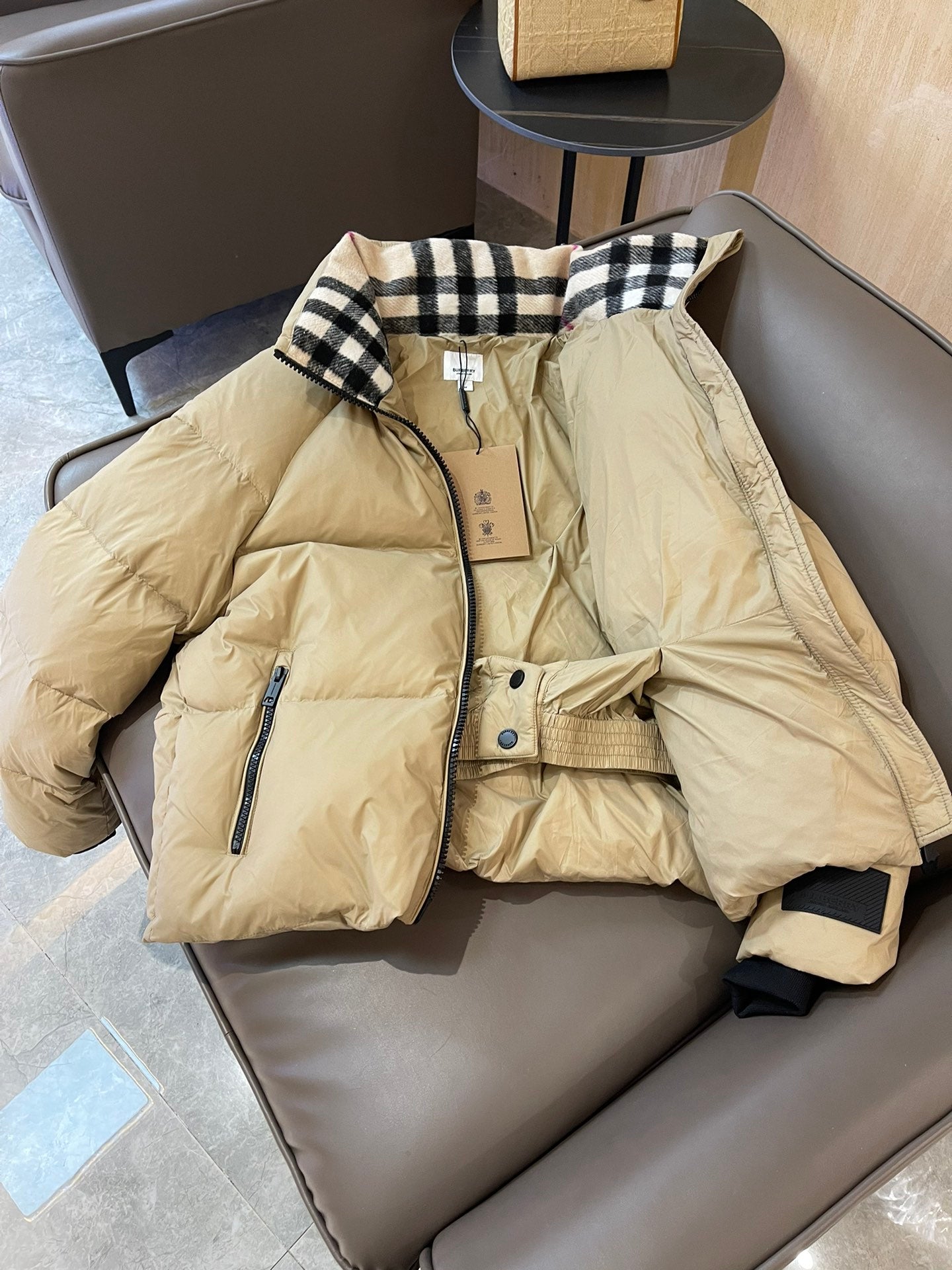 Burberry 25 Short Jacket Beige Down Nylon