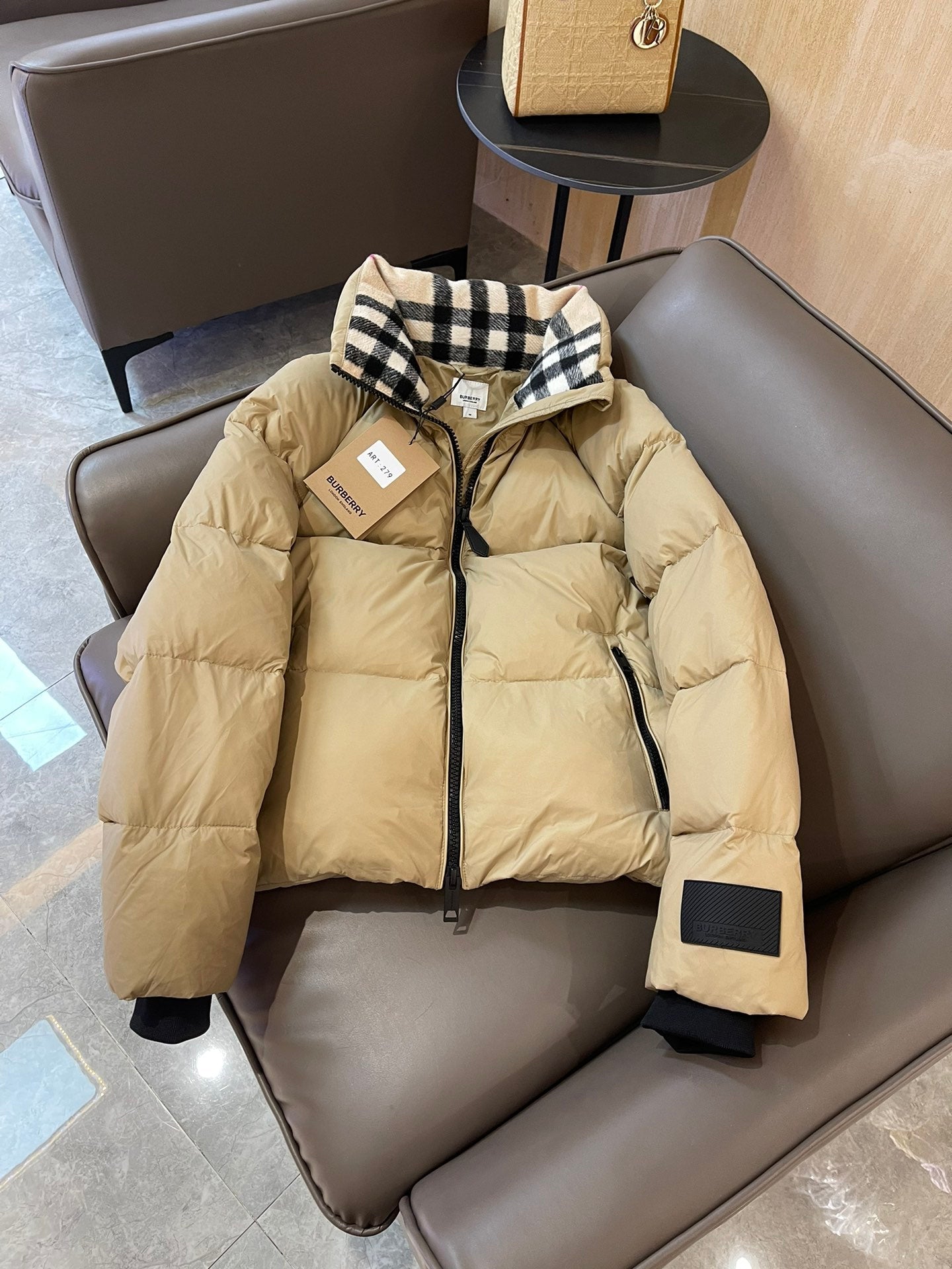 Burberry 25 Short Jacket Beige Down Nylon