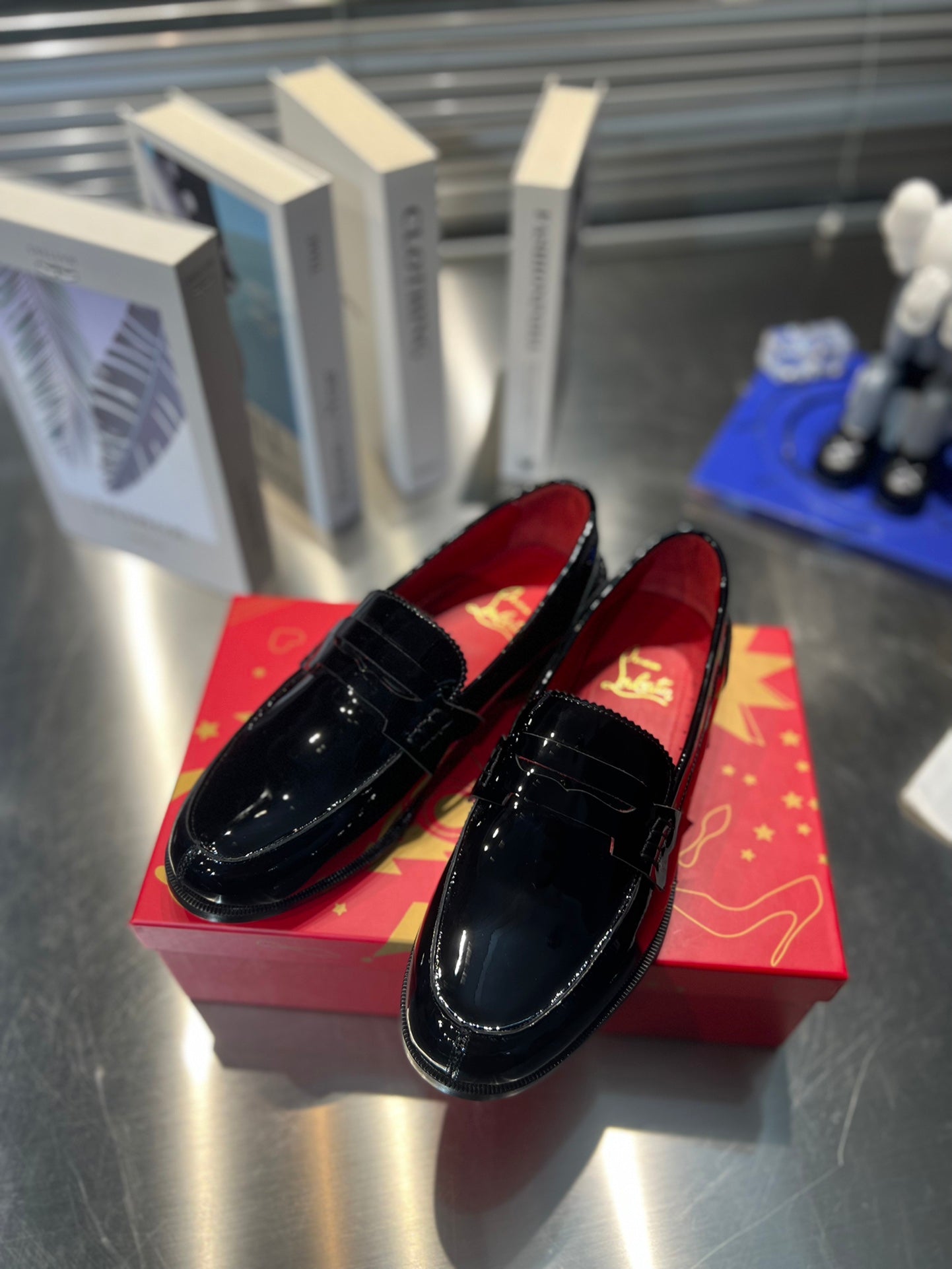 cl mocloon loafer black red patent calfskin