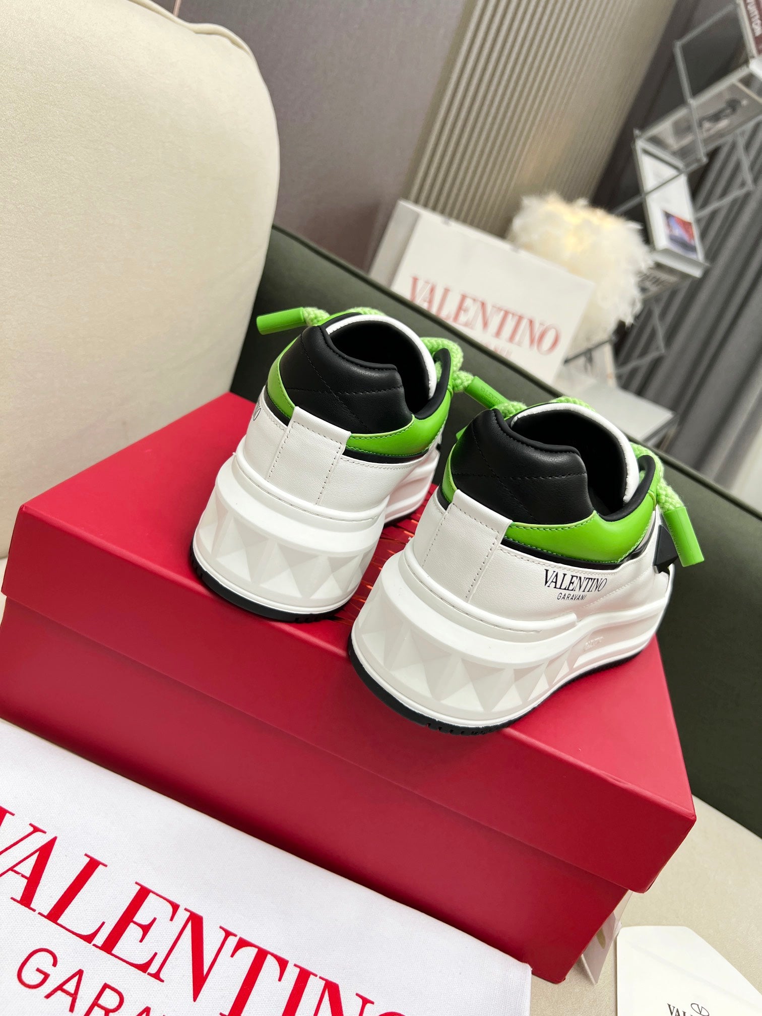VT 25 One Stud Platform Sneaker White Green Cowhide 352076