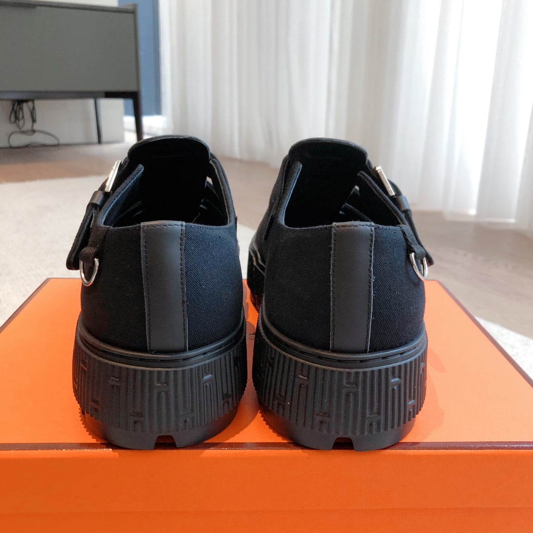 HM ITEM SANDAL SPACE CALFSKIN AND DENIM
