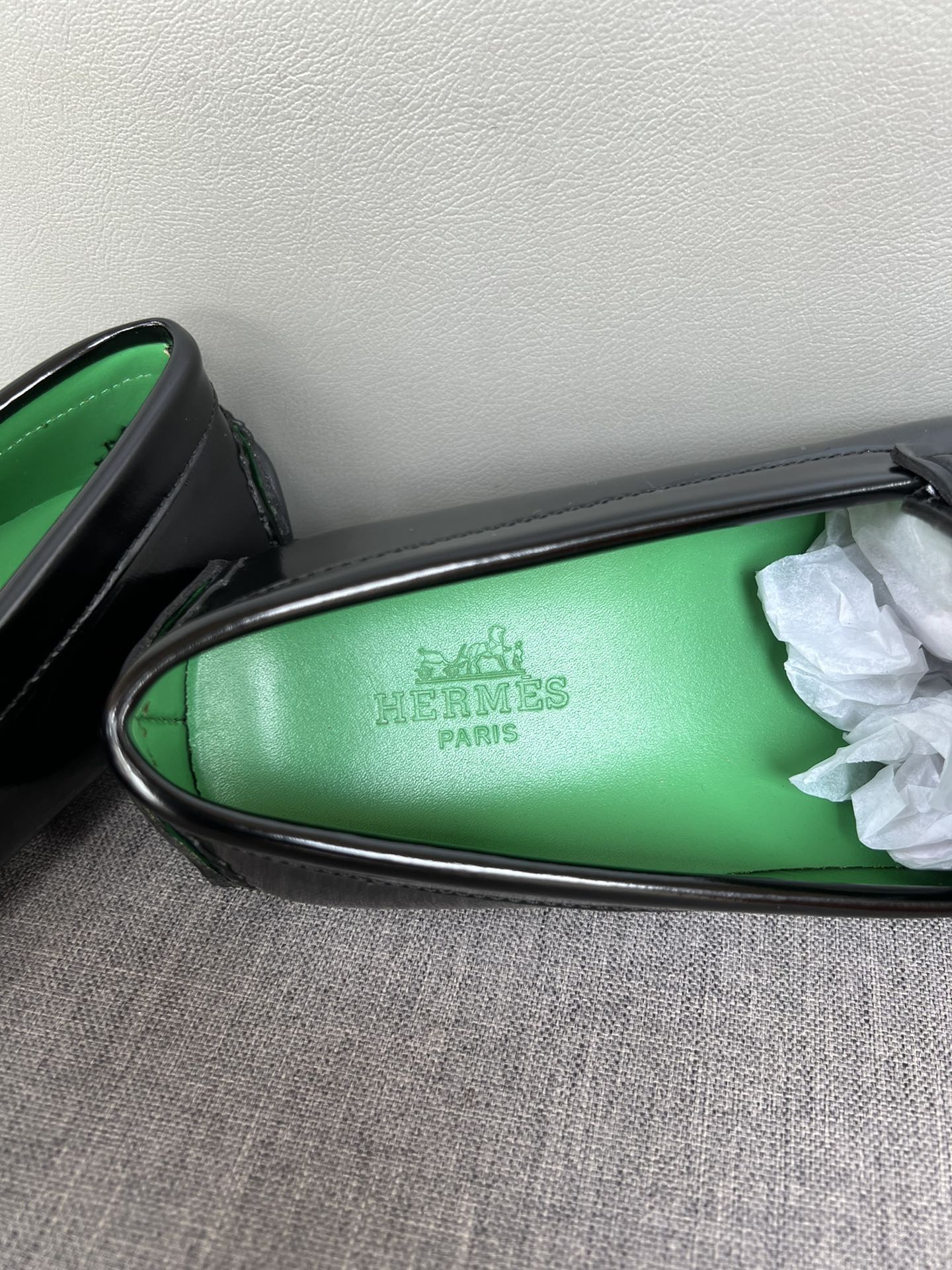 HM Men's Moccasins Loafer Black Patent Leather 565862