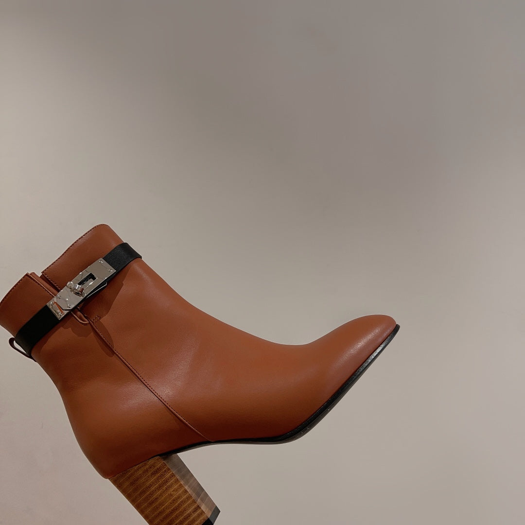 HM Saint Germain Ankle Boot Brown Black Calfskin