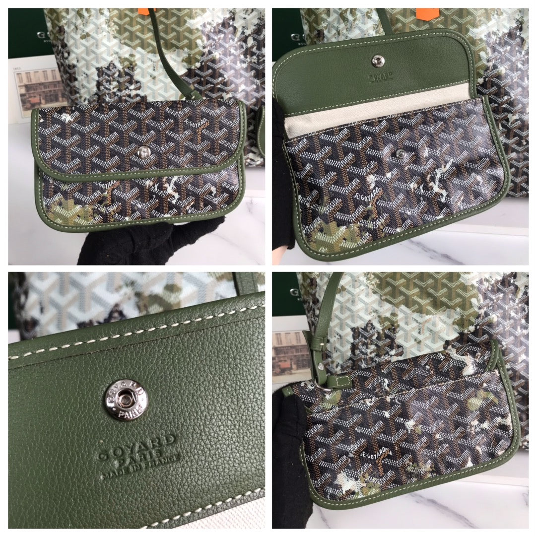 SAINT LOUIS GM BAG 40 IN GREEN MIX BLACK GOYARDINE CANVAS