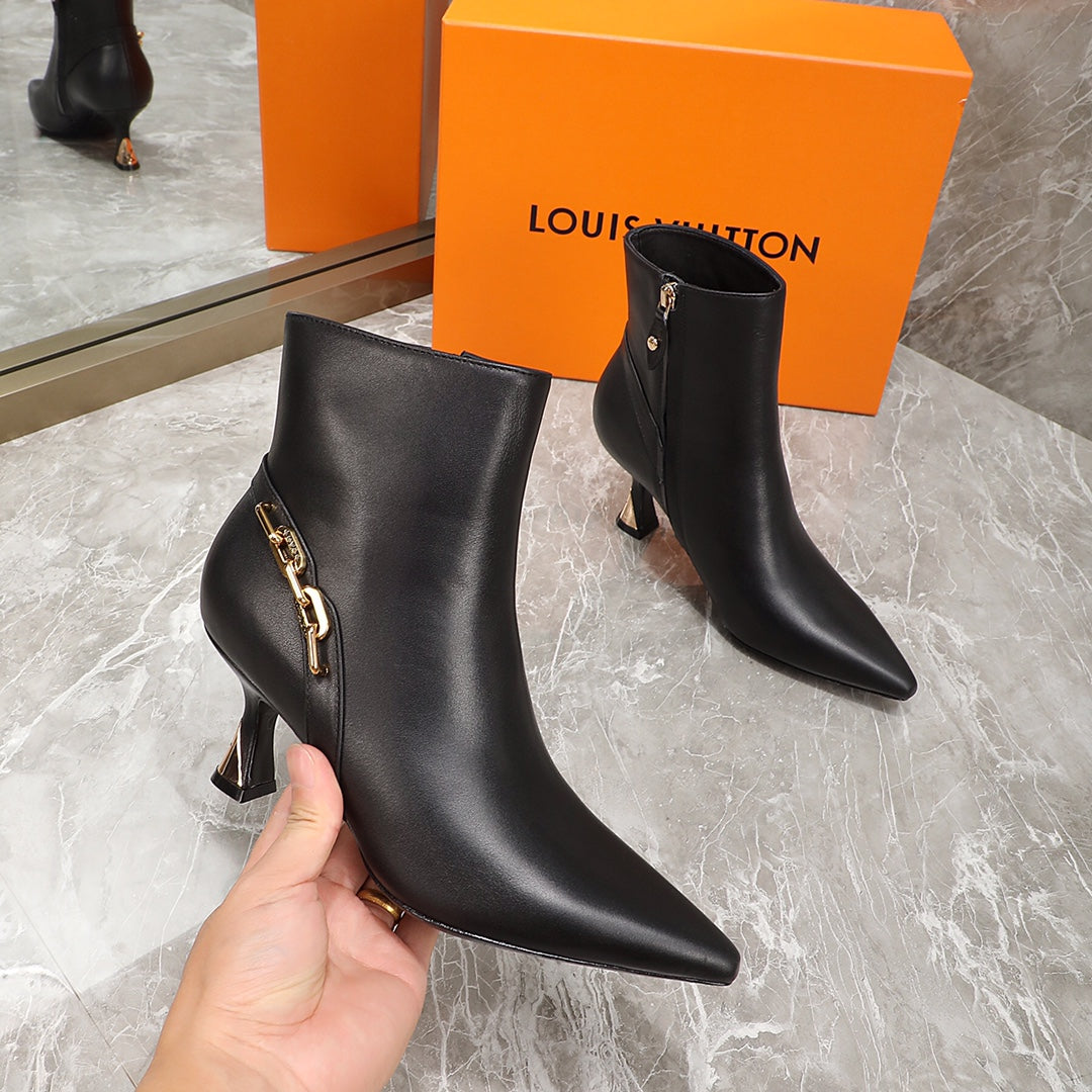 LV Sparkle Ankle Boot 65mm Black Lambskin