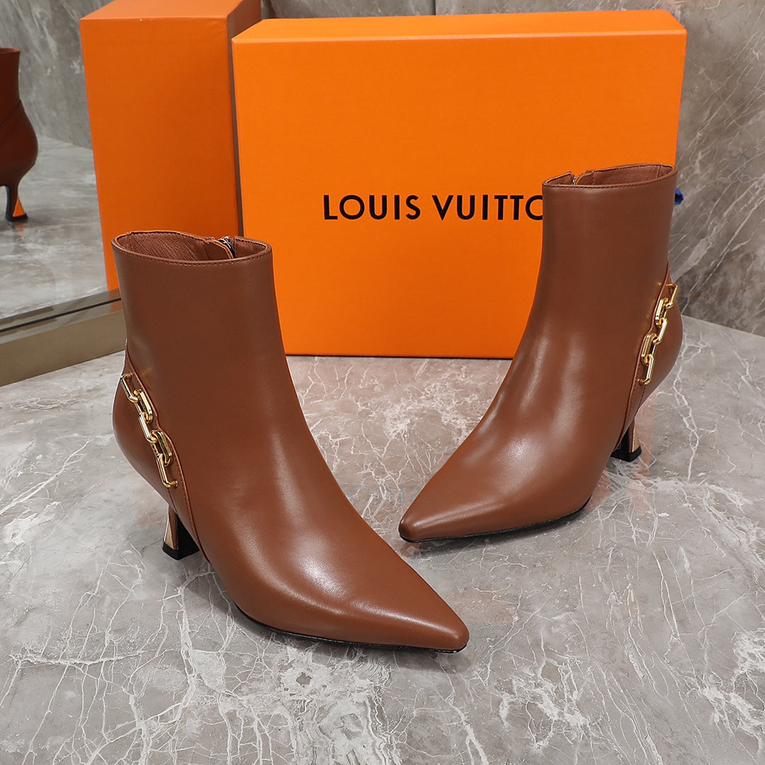 LV Sparkle Ankle Boot 65mm Brown Lambskin