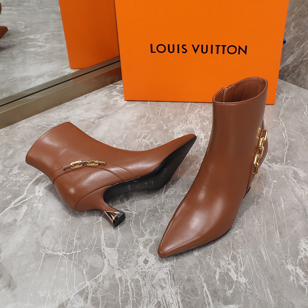 LV Sparkle Ankle Boot 65mm Brown Lambskin