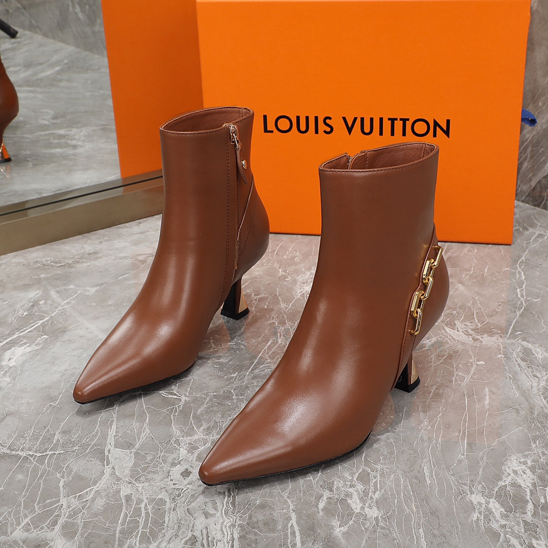 LV Sparkle Ankle Boot 65mm Brown Lambskin