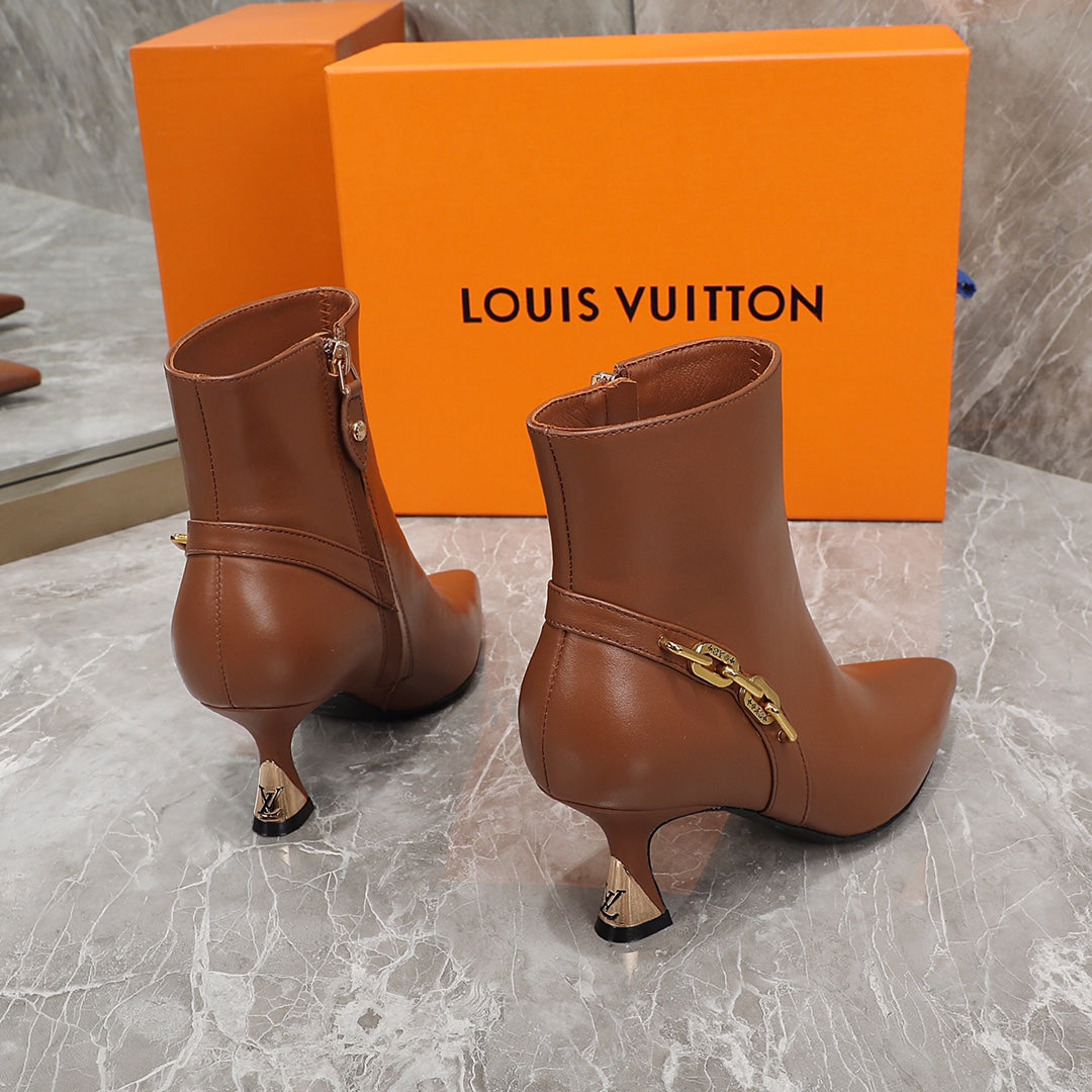 LV Sparkle Ankle Boot 65mm Brown Lambskin
