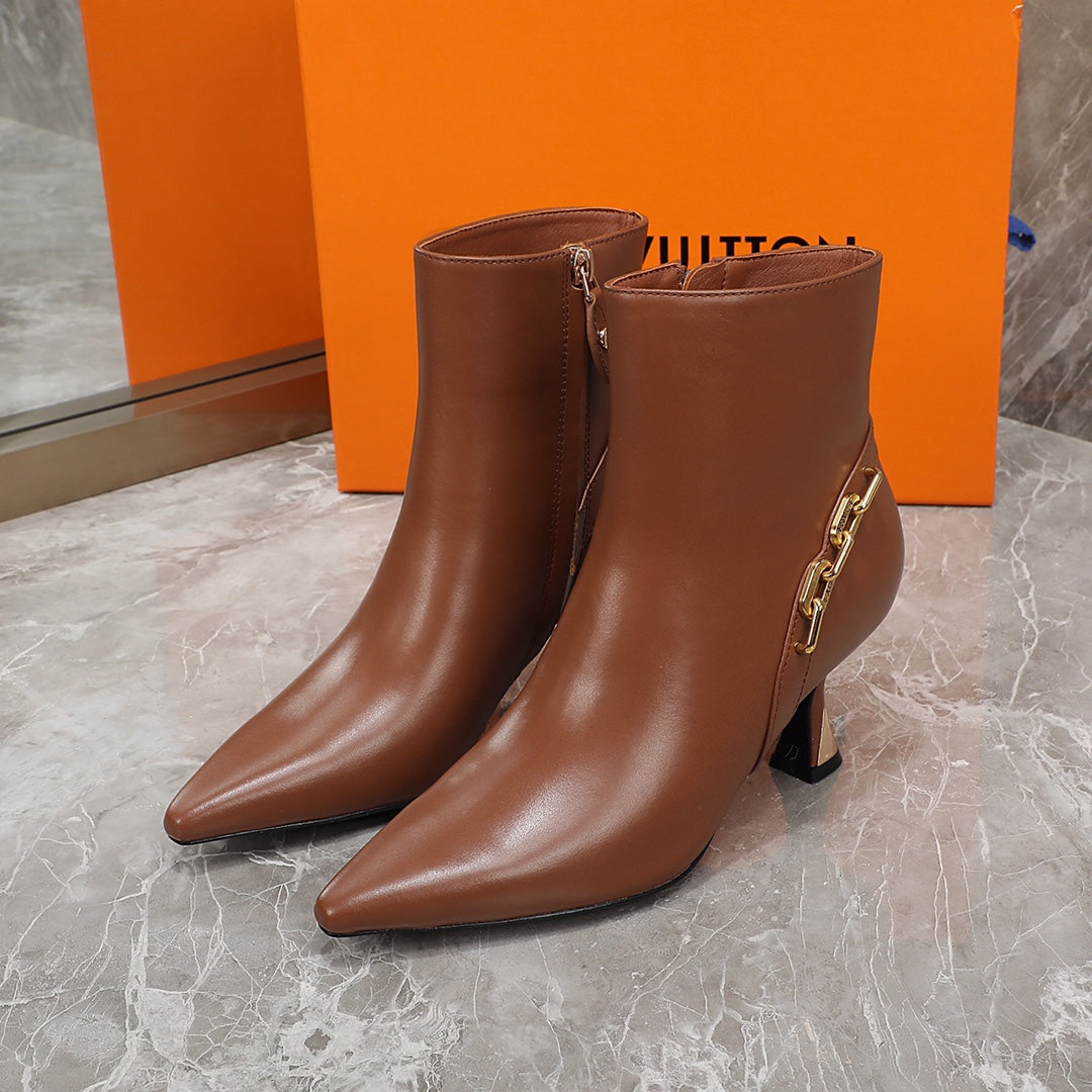 LV Sparkle Ankle Boot 65mm Brown Lambskin