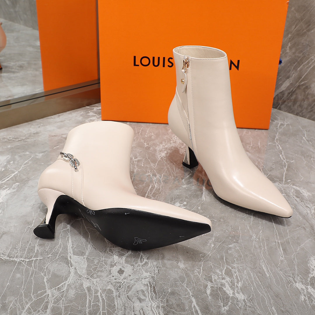 LV Sparkle Ankle Boot 65mm Beige Lambskin