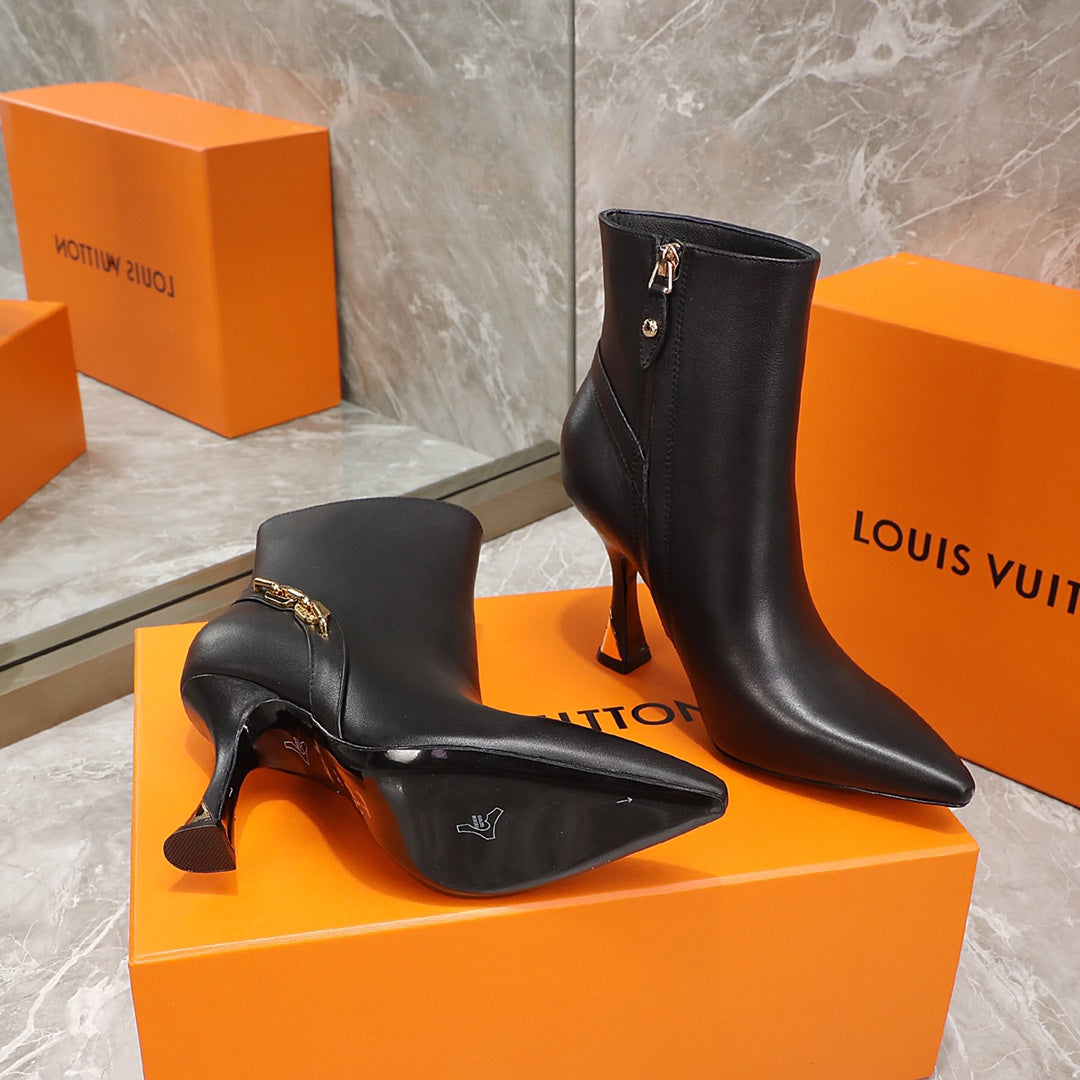 LV Sparkle Ankle Boot 95mm Black Lambskin