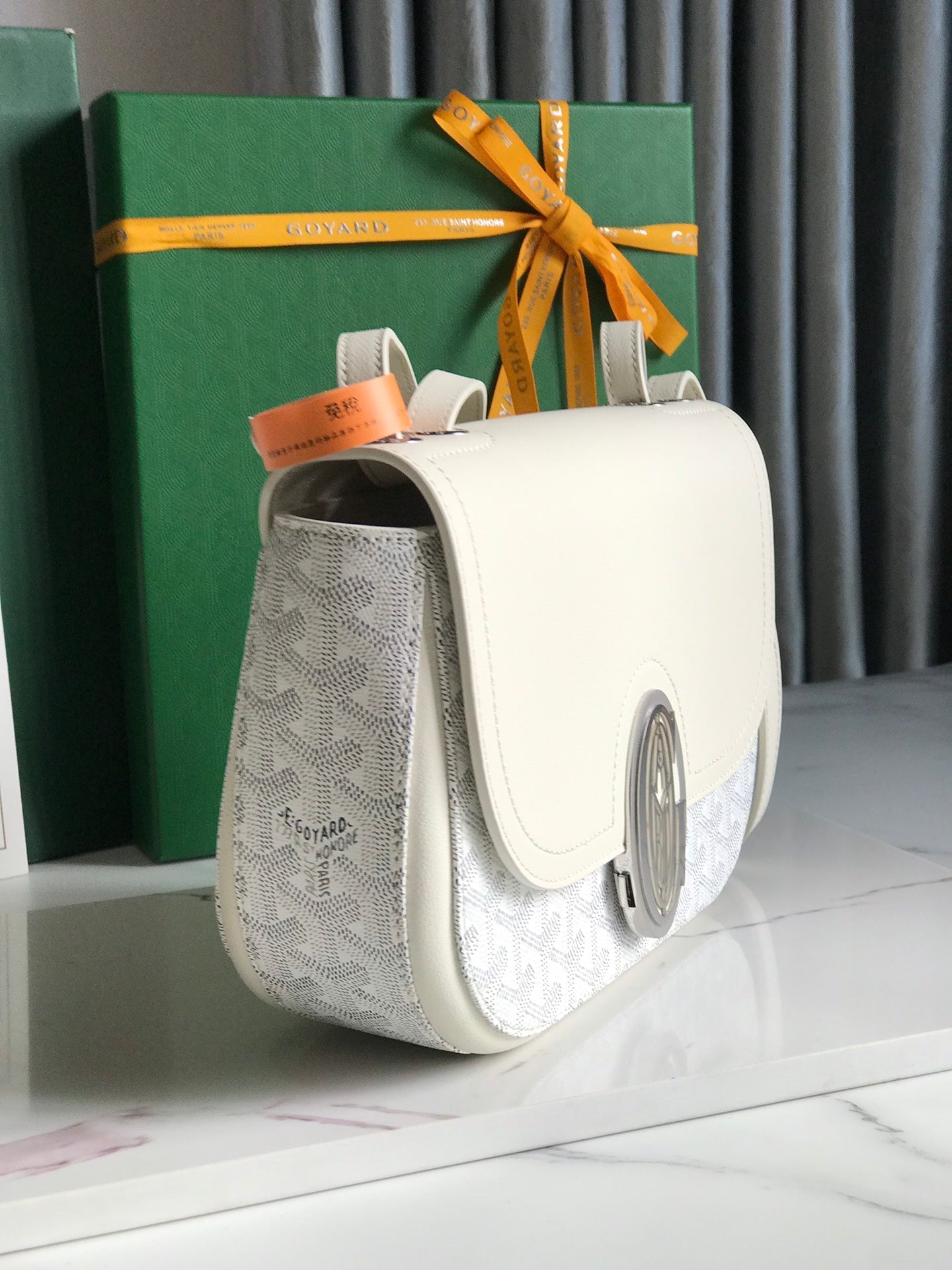 233 BAG 25 IN WHITE CALFSKIN AND GOYARDINE CANVAS