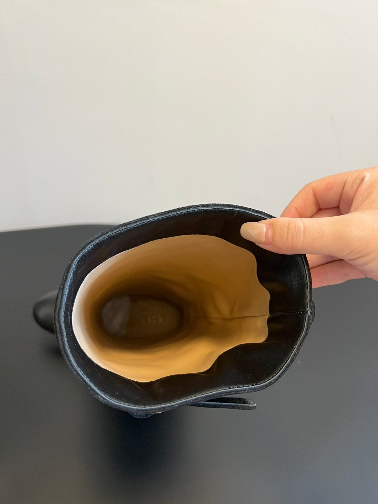 CC Hight Boots Black With Chain Suede And Cowhide 944967