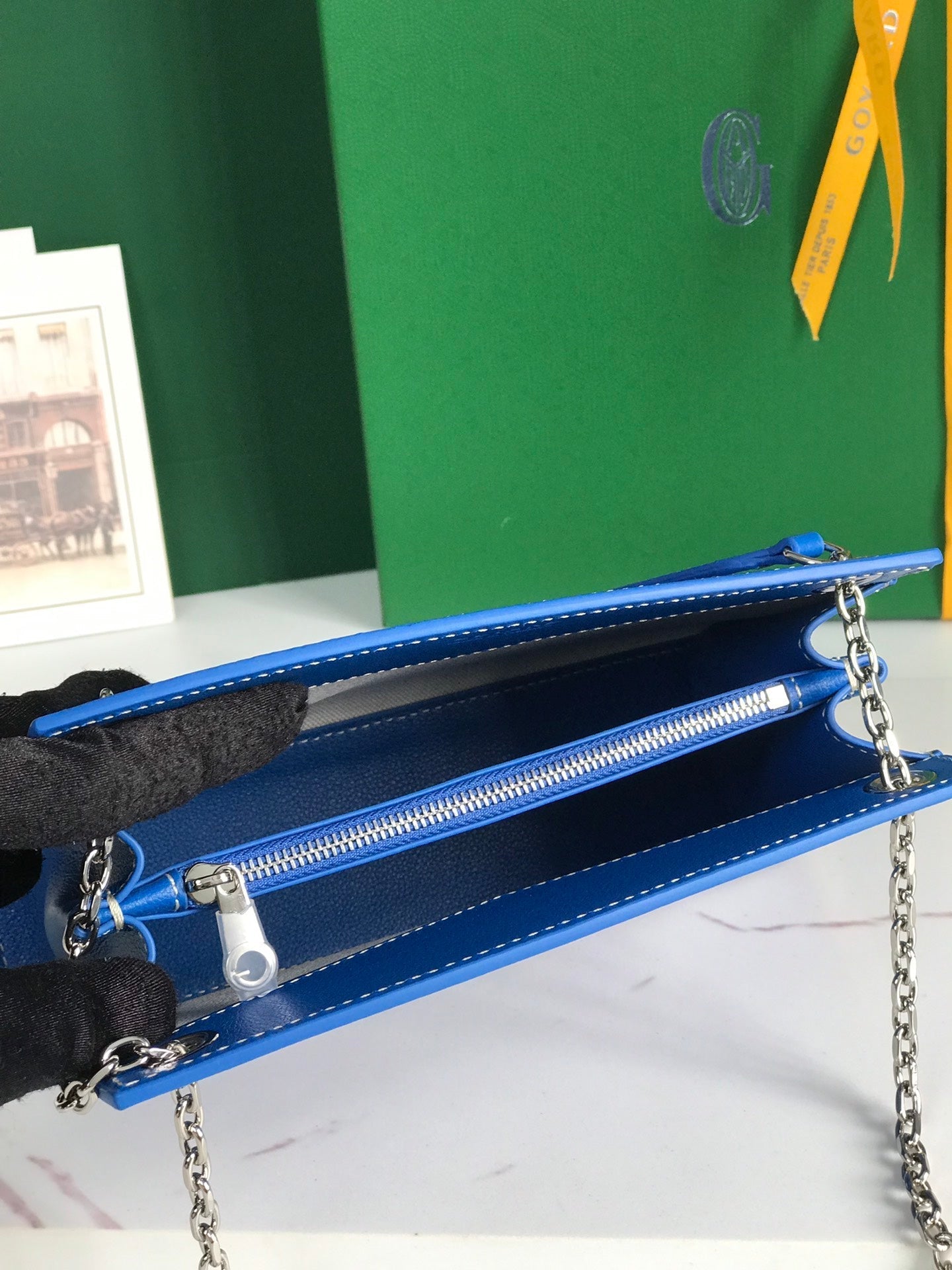 ROUETTE STRUCTURÃ‰ MINI BAG 21 IN SAPPHIRE BLUE GOYARDINE CANVAS AND CALFSKIN