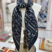 CC Square Scarf 90 CM In Black With White Text Silk  288695