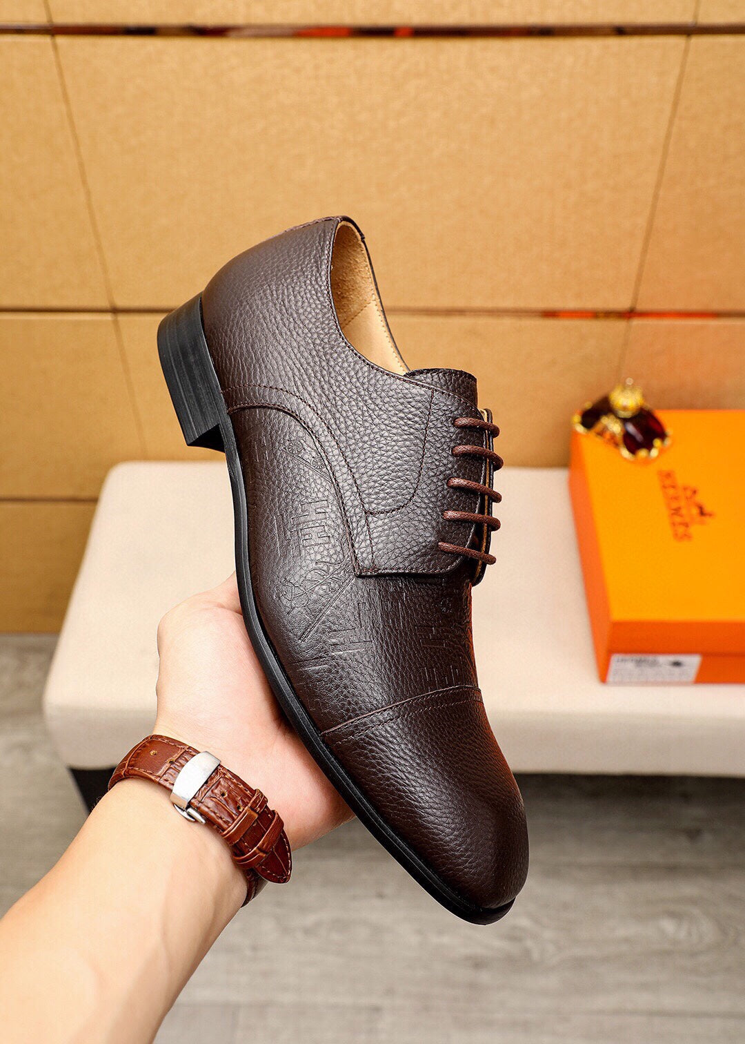 HM BALLY SCRIVANI HANDPAINTED PECAN CALFSKIN