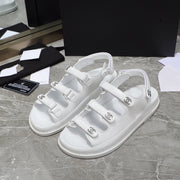 dad sandal white calfskin silver cc