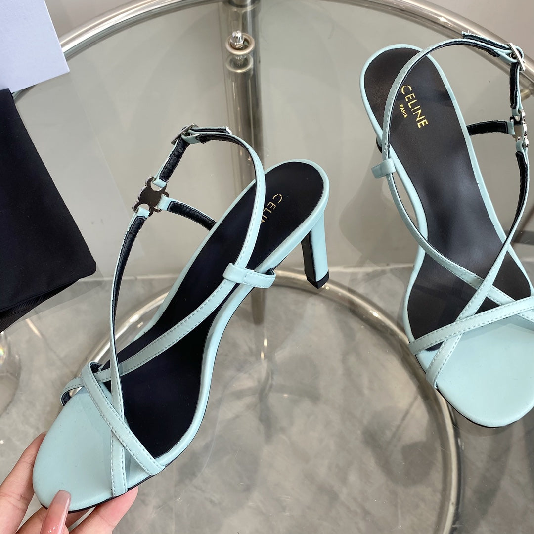 HIGH HEEL SANDAL 65MM IN SKY BLUE CALFSKIN