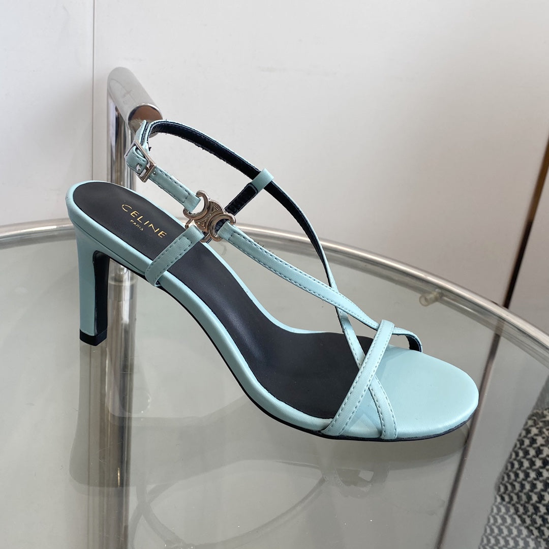 HIGH HEEL SANDAL 65MM IN SKY BLUE CALFSKIN