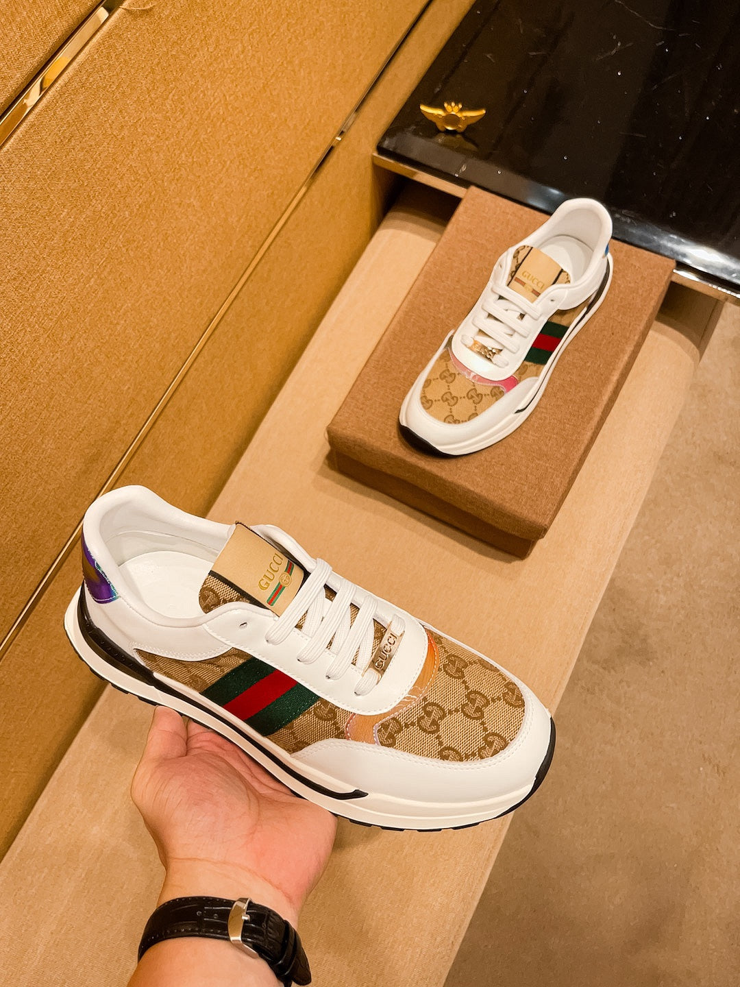 GG Men's ACE Sneaker Brown Cowhide Canvas 108049