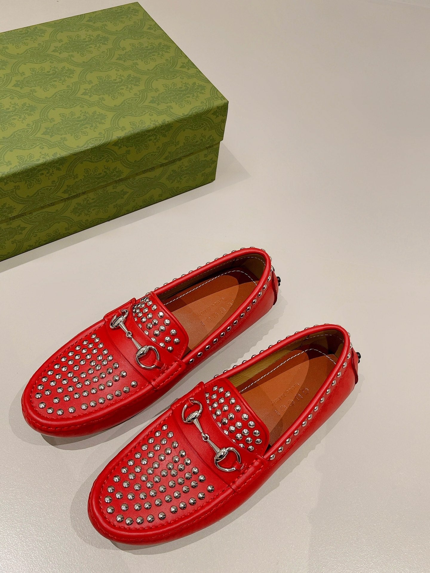 GG Men's Leather Loafer Stud Red Calfskin
