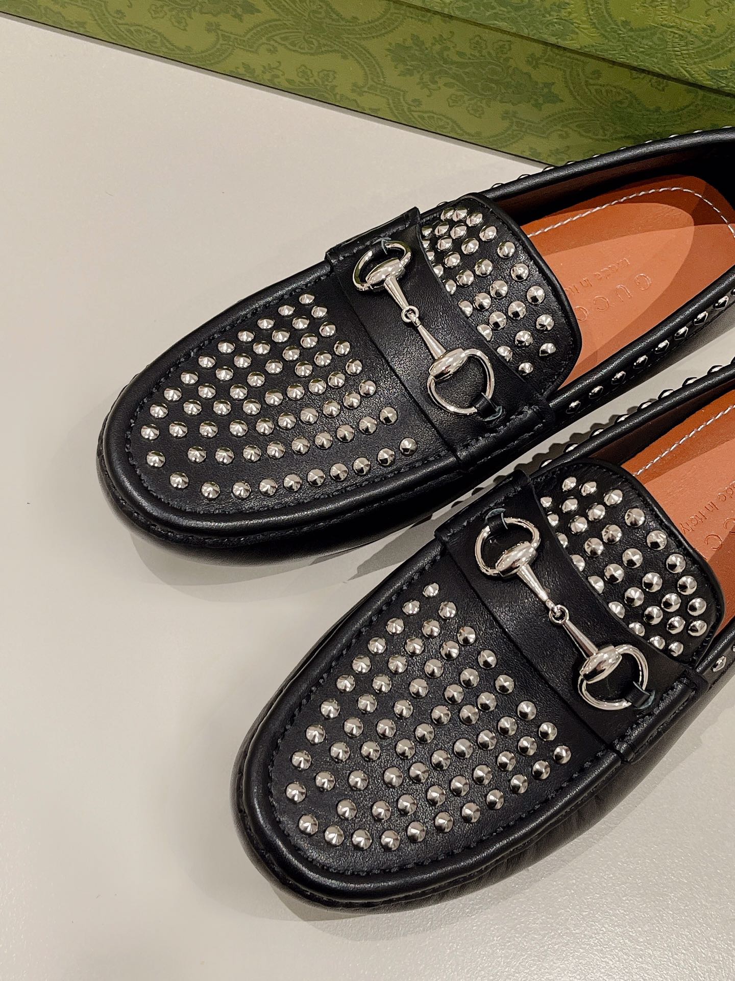 GG Men's Leather Loafer Stud Black Calfskin 561804