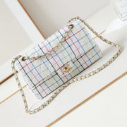 24p medium classic 25cm white tweed gold hardware