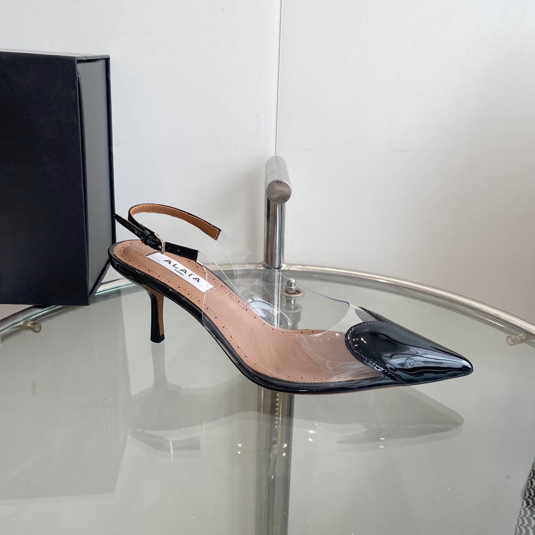 alaia slingbacks 60 optic black heart lambskin