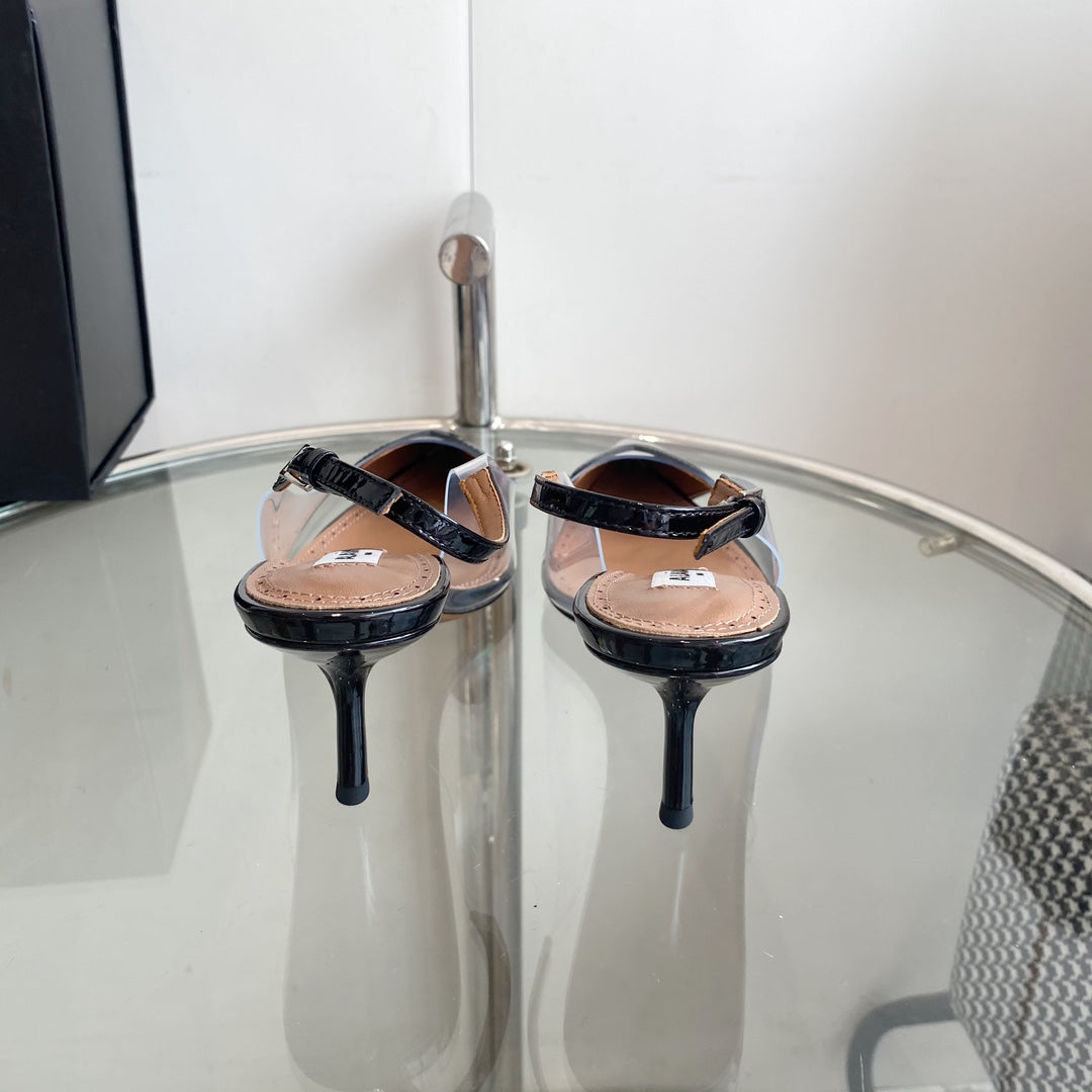 alaia slingbacks 60 optic black heart lambskin