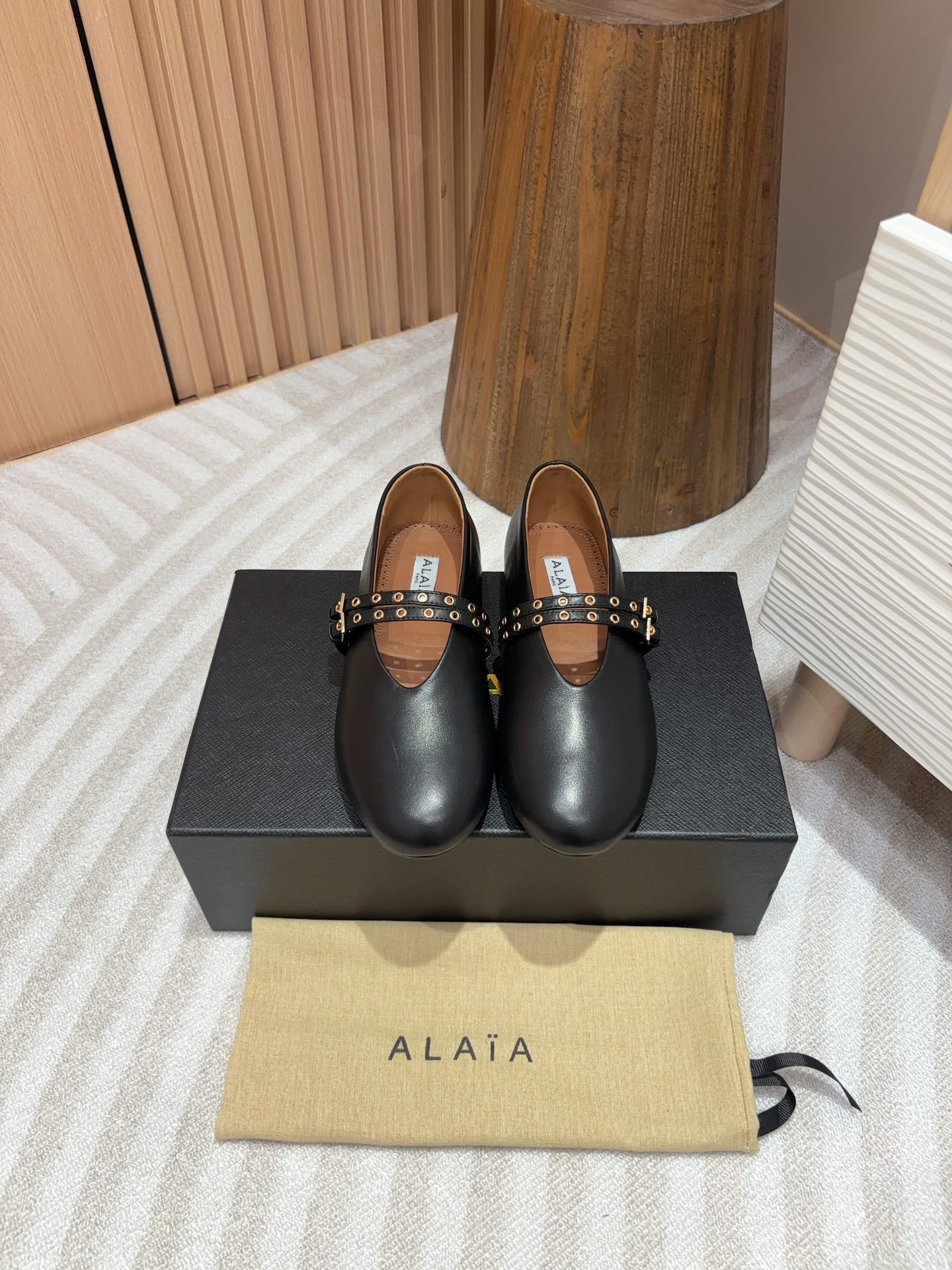 alaia ballet flat black calfskin